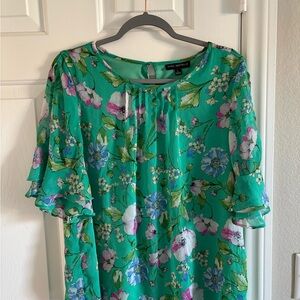 Sara Michelle Teal and Floral Women's Blouse